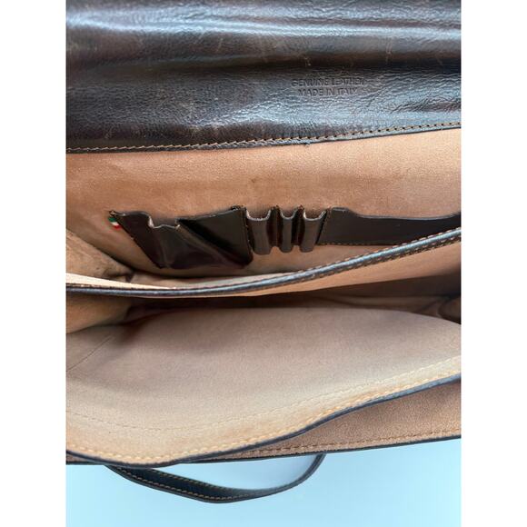 Firenze Italian Full Leather Laptop Executive Briefcase Crossbody Handle Luxury - Picture 5 of 8